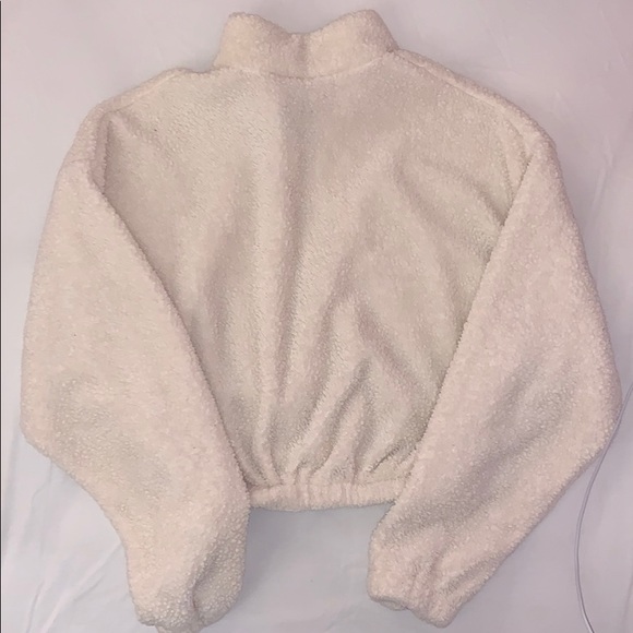 White Cropped Long Sleeve Sherpa - Picture 2 of 2